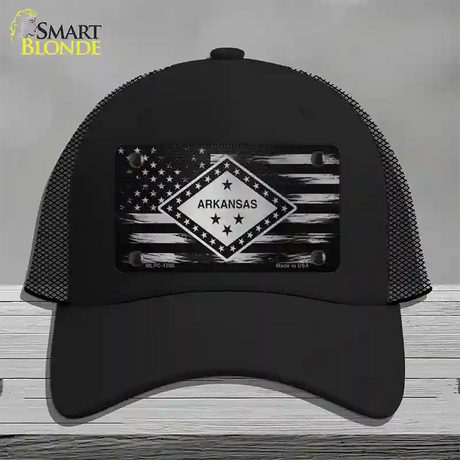 Arkansas Carbon Fiber Novelty License Plate Hat Mesh / Black