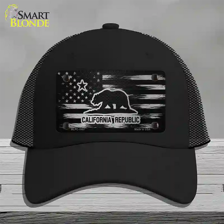 California Carbon Fiber Novelty License Plate Hat Mesh / Black