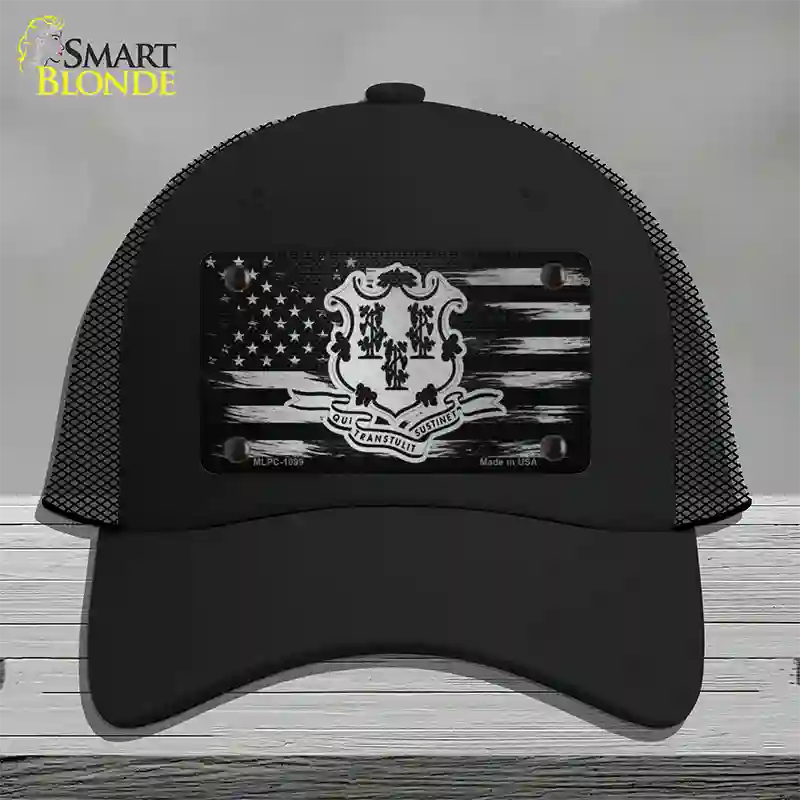 Connecticut Carbon Fiber Novelty License Plate Hat Mesh / Black