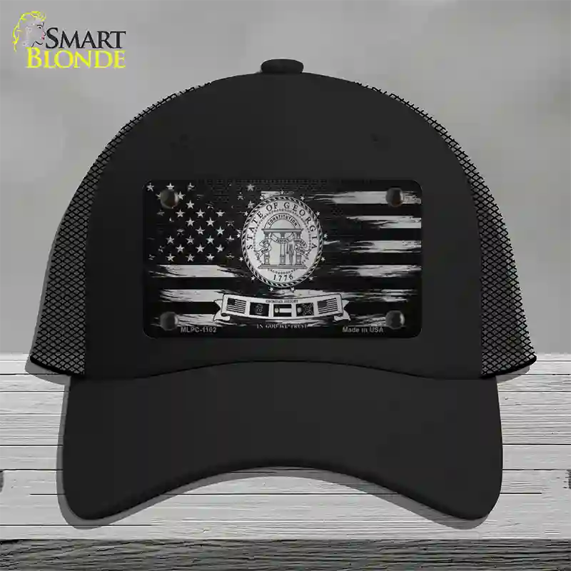 Georgia Carbon Fiber Novelty License Plate Hat Mesh / Black