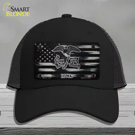 Iowa Carbon Fiber Novelty License Plate Hat Mesh / Black