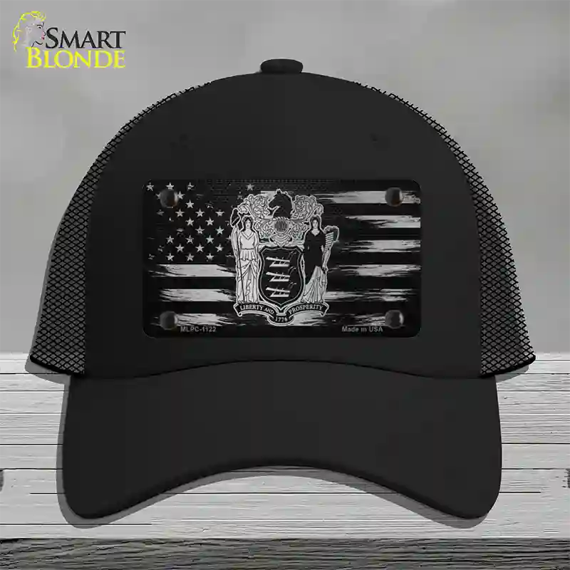 New Jersey Carbon Fiber Novelty License Plate Hat Mesh / Black