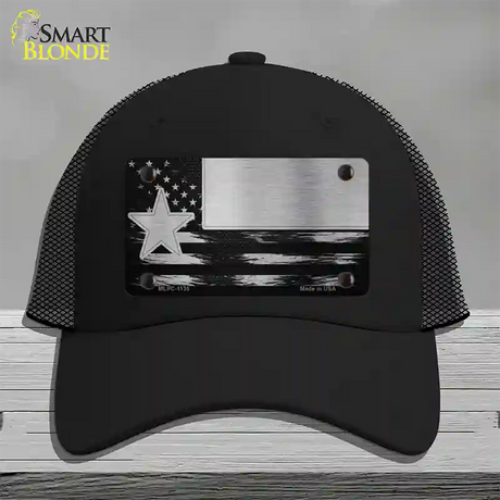 Texas Carbon Fiber Novelty License Plate Hat Mesh / Black