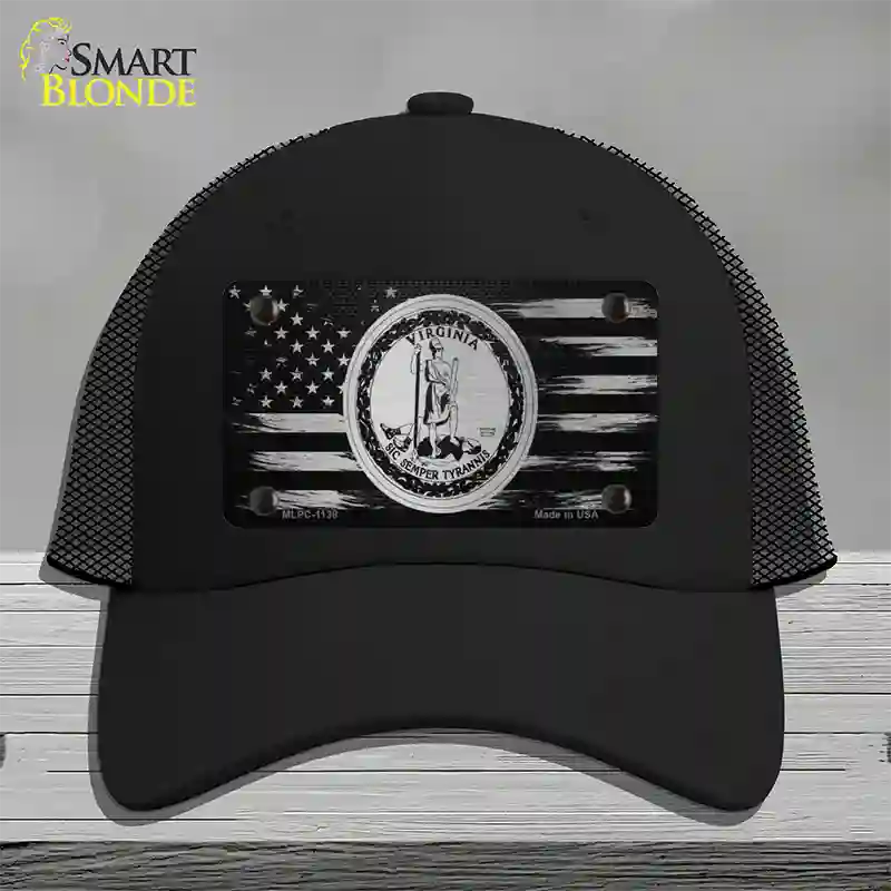 Virginia Carbon Fiber Novelty License Plate Hat Mesh / Black