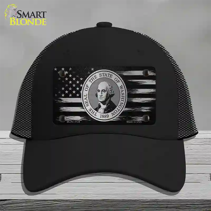 Washington Carbon Fiber Novelty License Plate Hat Mesh / Black