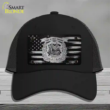 West Virginia Carbon Fiber Novelty License Plate Hat Mesh / Black