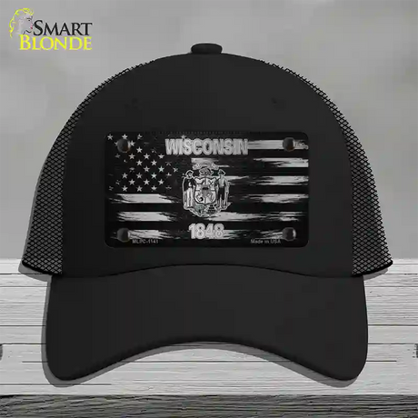 Wisconsin Carbon Fiber Novelty License Plate Hat Mesh / Black