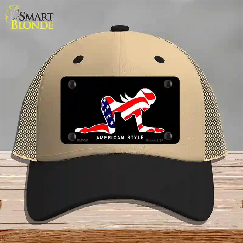 American Style Sexy Flag Pose Novelty License Plate Hat Mesh / Khaki|Black