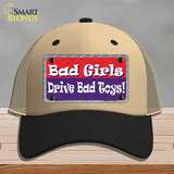 Bad Girls Drive Bad Toys Novelty License Plate Hat Mesh / Khaki|Black