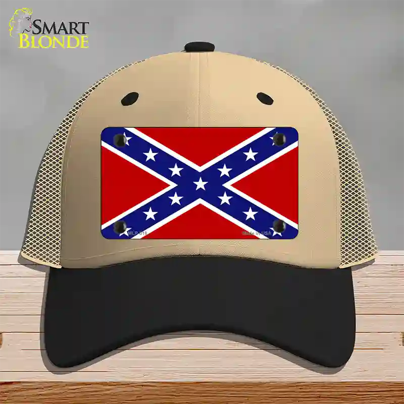 Confederate Flag Novelty License Plate Hat Mesh / Khaki|Black