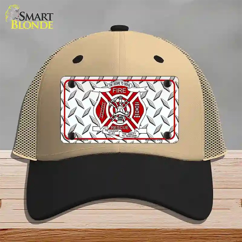 Fire Fighter Rescue Novelty License Plate Hat Mesh / Khaki|Black