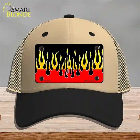 Flames Novelty License Plate Hat Mesh / Khaki|Black