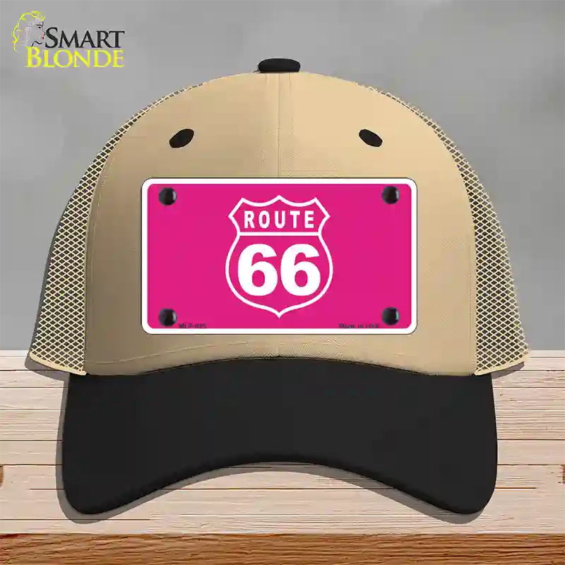 US Route 66 Pink Novelty License Plate Hat Mesh / Khaki|Black