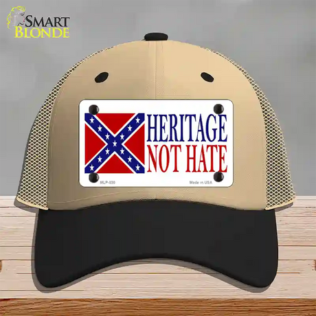 Heritage Not Hate Flag Novelty License Plate Hat Mesh / Khaki|Black