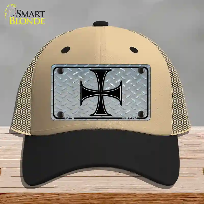 Maltese Cross Novelty License Plate Hat Mesh / Khaki|Black