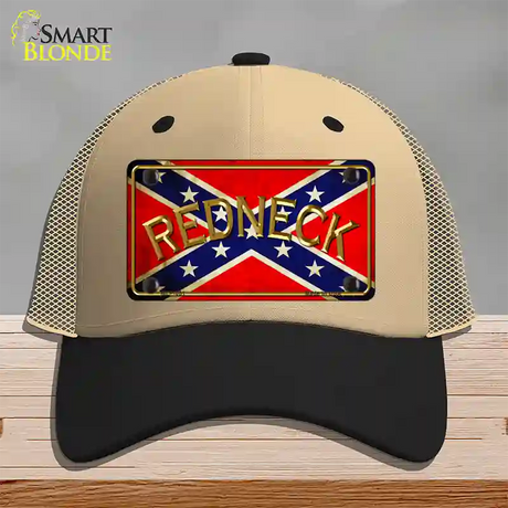 Redneck Confederate Flag Novelty License Plate Hat Mesh / Khaki|Black