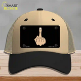 Middle Finger Novelty License Plate Hat Mesh / Khaki|Black