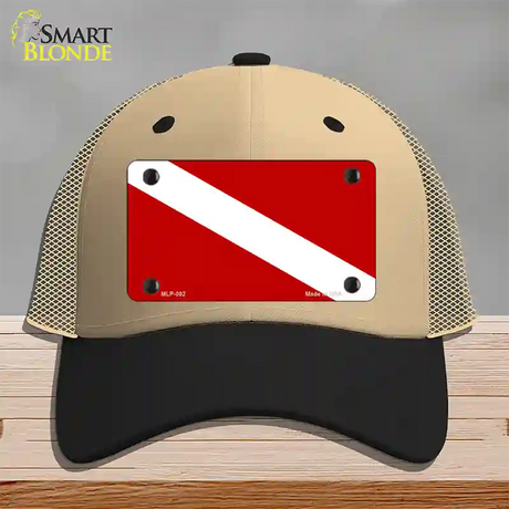 Diving Flag Novelty License Plate Hat Mesh / Khaki|Black