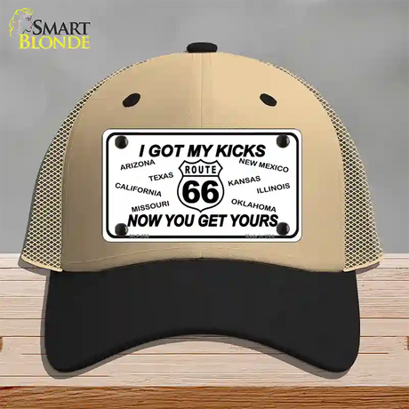 I Got My Kicks Novelty License Plate Hat Mesh / Khaki|Black