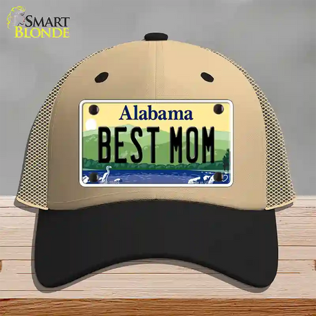 Best Mom Alabama Novelty License Plate Hat Mesh / Khaki|Black