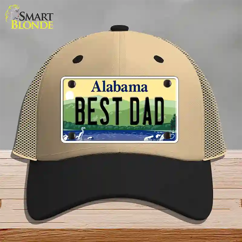 Best Dad Alabama Novelty License Plate Hat Mesh / Khaki|Black