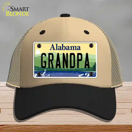 Grandpa Alabama Novelty License Plate Hat Mesh / Khaki|Black