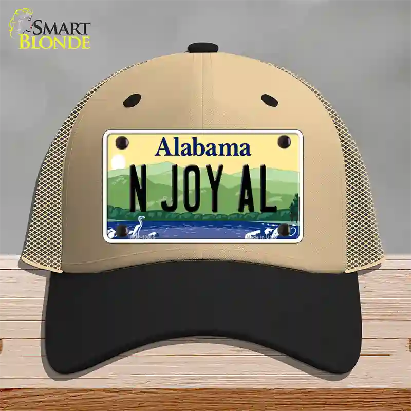 N Joy AL Alabama Novelty License Plate Hat Mesh / Khaki|Black