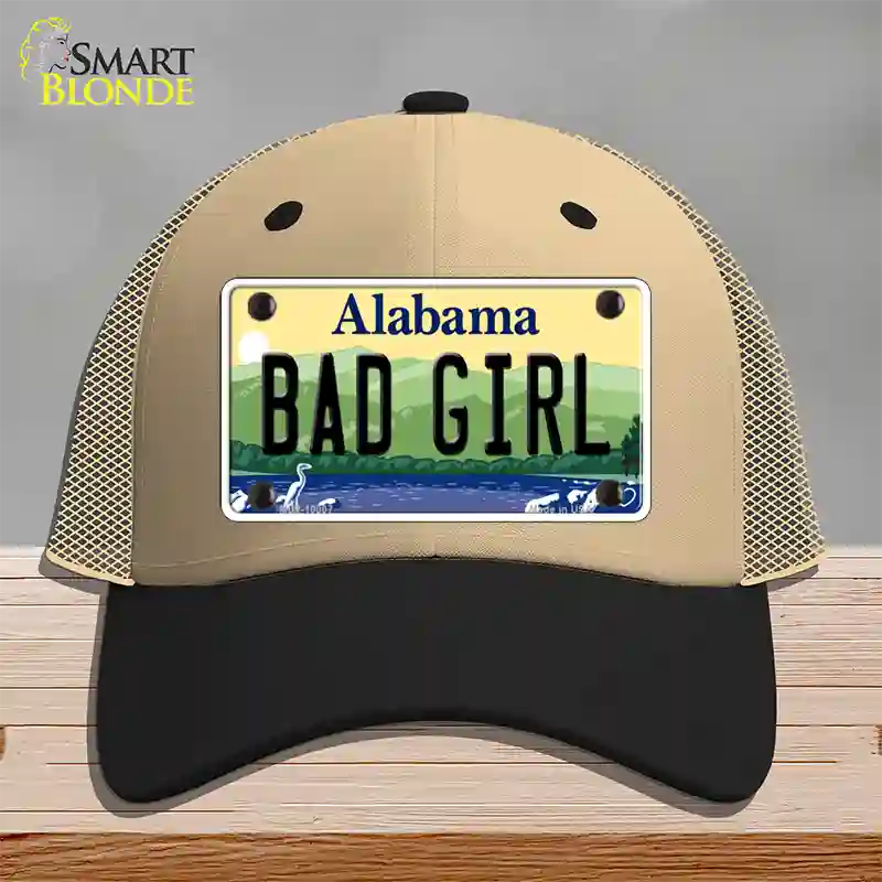 Bad Girl Alabama Novelty License Plate Hat Mesh / Khaki|Black