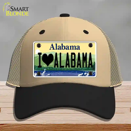 I Love Alabama Novelty License Plate Hat Mesh / Khaki|Black