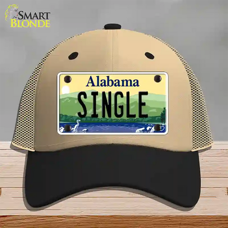 Single Alabama Novelty License Plate Hat Mesh / Khaki|Black