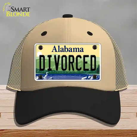 Divorced Alabama Novelty License Plate Hat Mesh / Khaki|Black