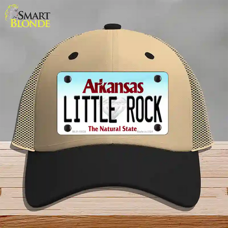 Little Rock Arkansas Novelty License Plate Hat Mesh / Khaki|Black