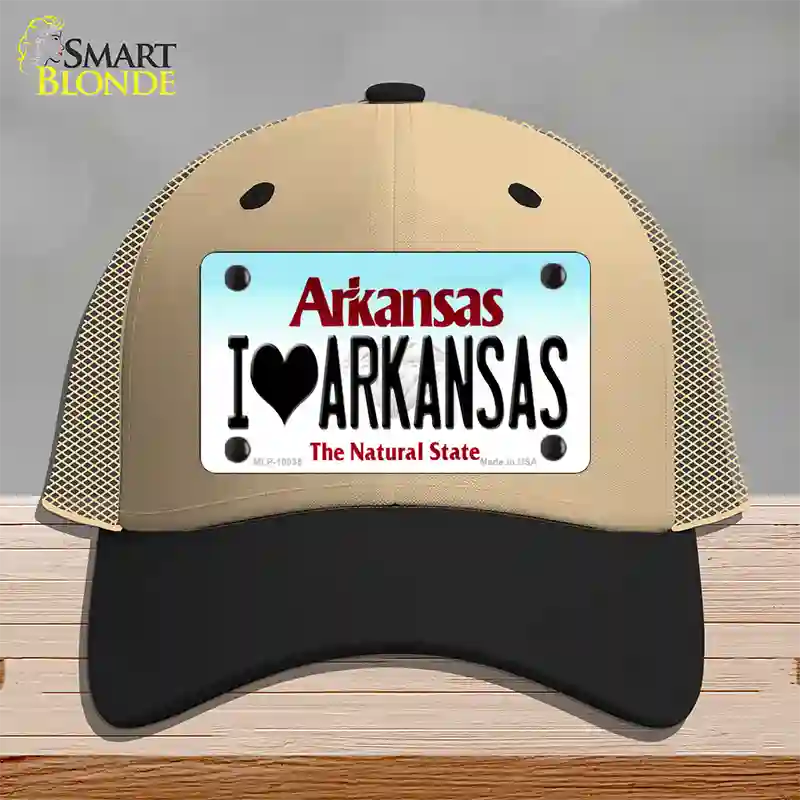 I Love Arkansas Novelty License Plate Hat Mesh / Khaki|Black