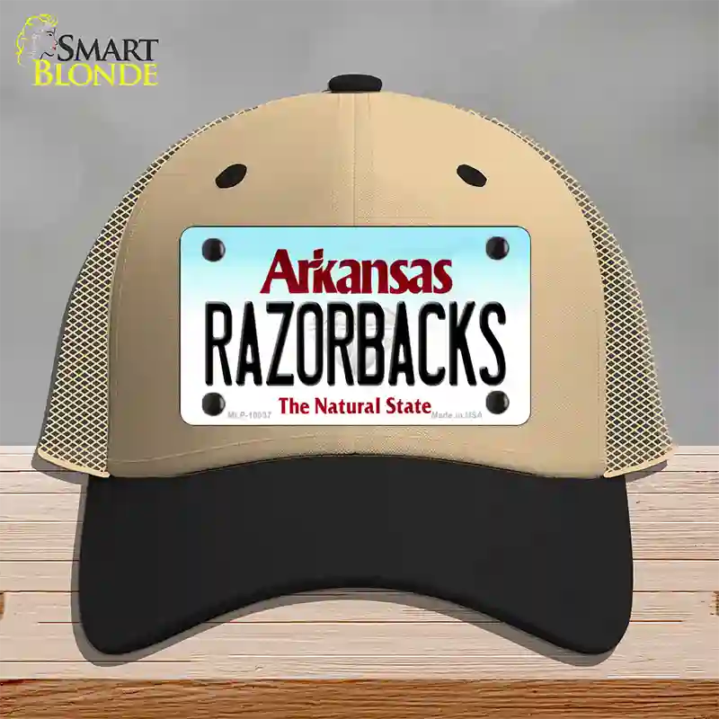 Razorbacks Arkansas Novelty License Plate Hat Mesh / Khaki|Black