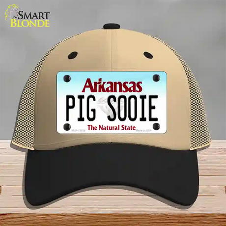 Pig Sooie Arkansas Novelty License Plate Hat Mesh / Khaki|Black