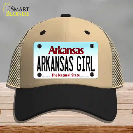 Arkansas Girl Arkansas Novelty License Plate Hat Mesh / Khaki|Black