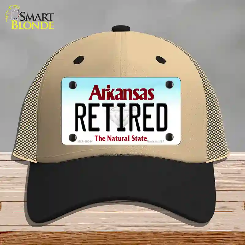 Retired Arkansas Novelty License Plate Hat Mesh / Khaki|Black