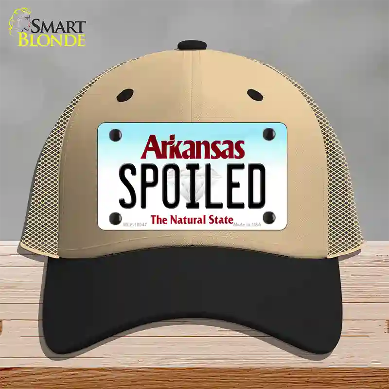 Spoiled Arkansas Novelty License Plate Hat Mesh / Khaki|Black