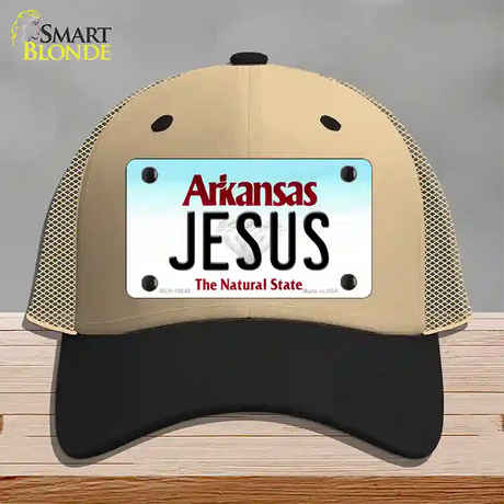 Jesus Arkansas Novelty License Plate Hat Mesh / Khaki|Black