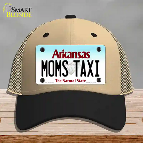 Moms Taxi Arkansas Novelty License Plate Hat Mesh / Khaki|Black