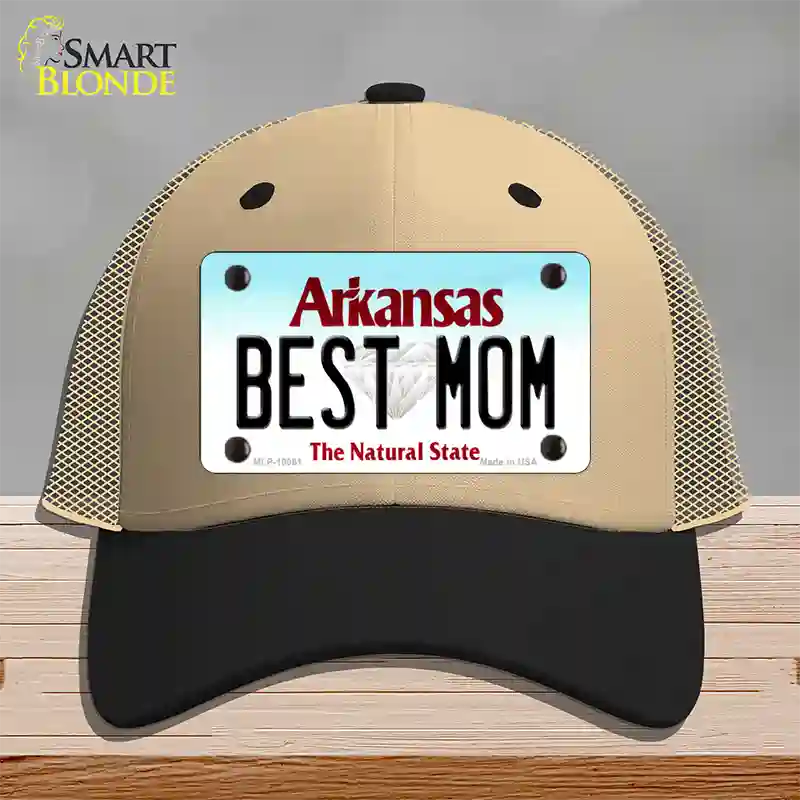 Best Mom Arkansas Novelty License Plate Hat Mesh / Khaki|Black