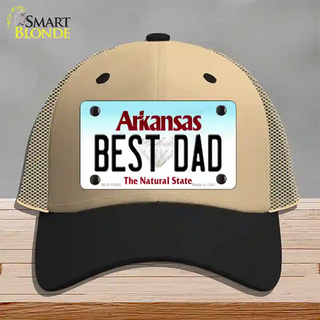 Best Dad Arkansas Novelty License Plate Hat Mesh / Khaki|Black