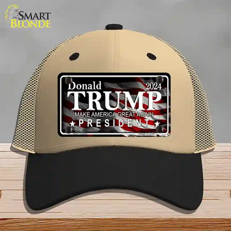 Trump 2024 Novelty License Plate Hat Mesh / Khaki|Black