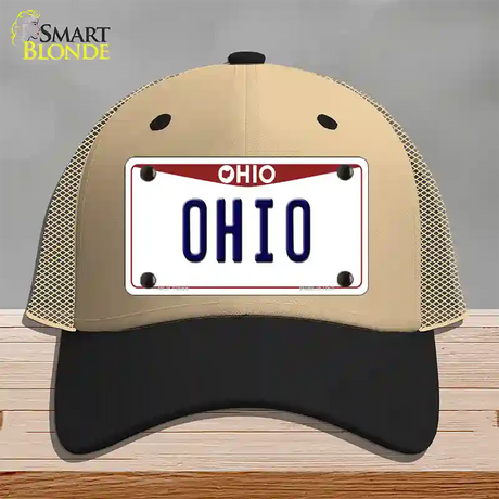 Ohio Maroon Novelty License Plate Hat Mesh / Khaki|Black