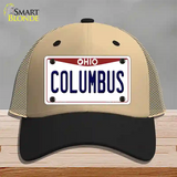 Columbus Ohio Novelty License Plate Hat Mesh / Khaki|Black