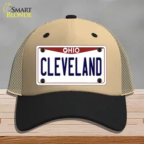 Cleveland Ohio Novelty License Plate Hat Mesh / Khaki|Black