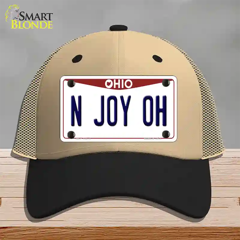 N Joy OH Ohio Novelty License Plate Hat Mesh / Khaki|Black