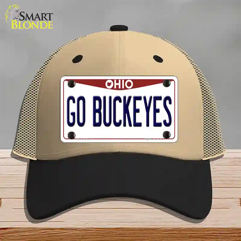 Go Buckeyes Ohio Novelty License Plate Hat Mesh / Khaki|Black