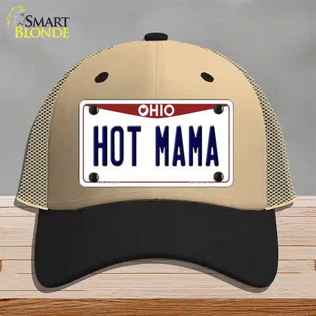 Hot Mama Ohio Novelty License Plate Hat Mesh / Khaki|Black