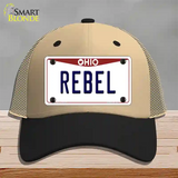 Rebel Ohio Novelty License Plate Hat Mesh / Khaki|Black